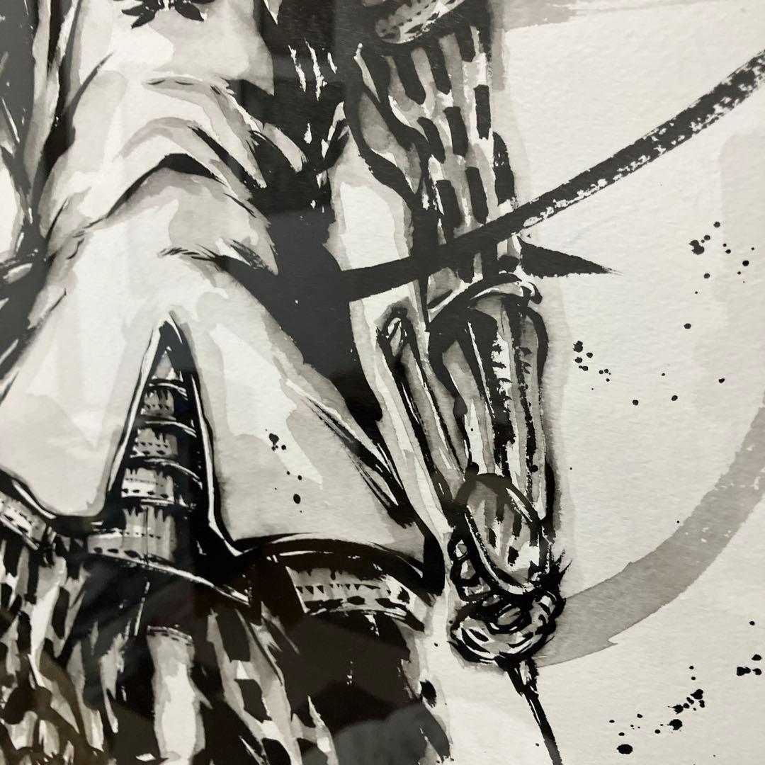 武人画　伊達政宗　こうじょう雅之　直筆原画武士 フレーム付き