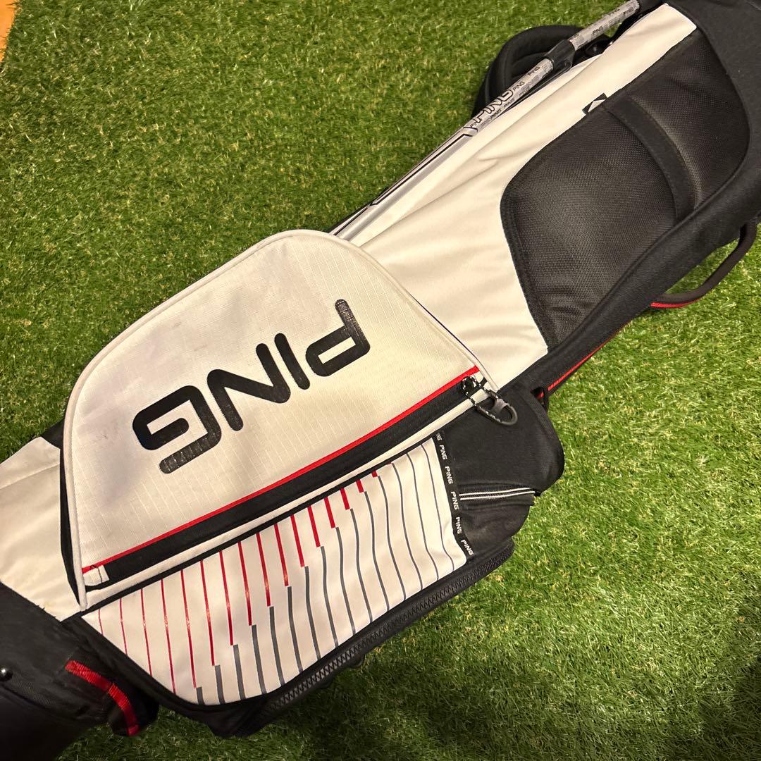PING ストライプデザイン スタンドバッグ