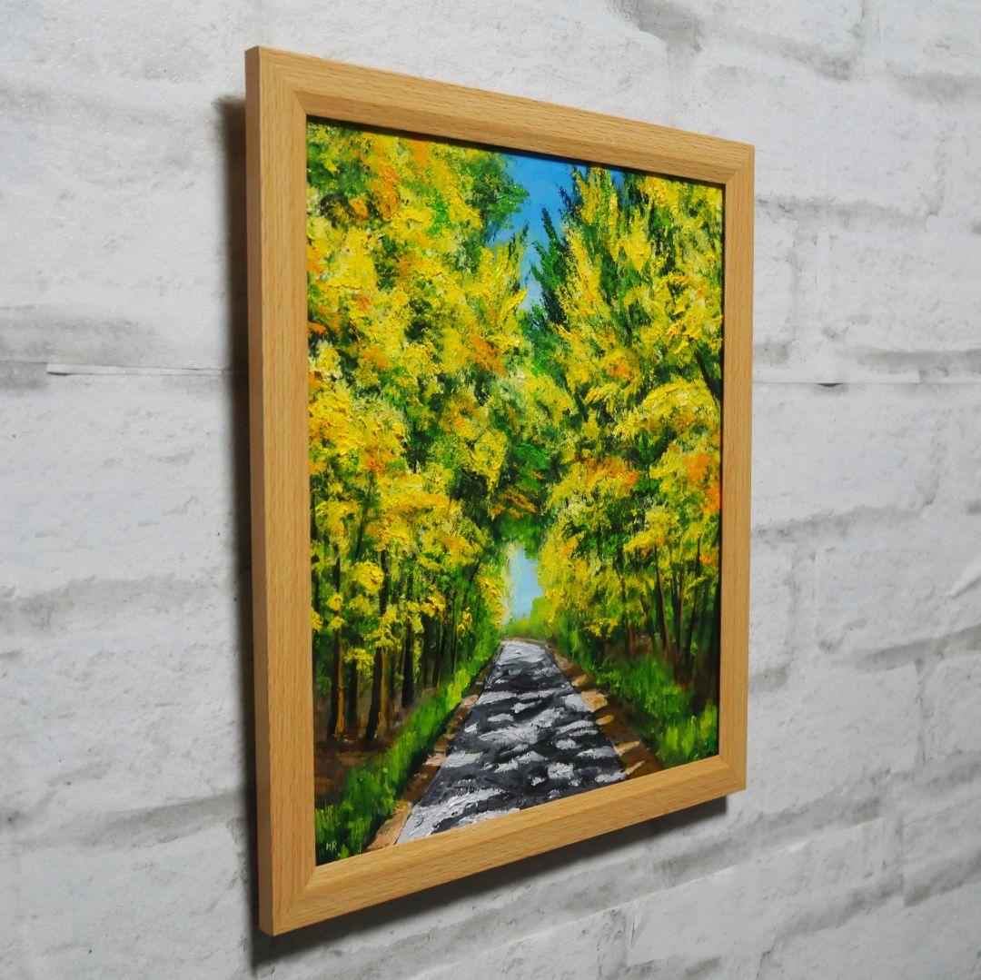 油絵 油彩 油彩画 絵 絵画【ミモザの道】