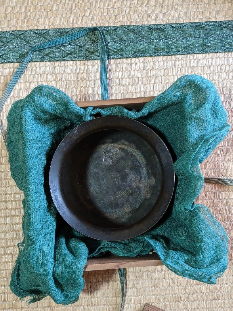 ♦江戸時代後！希少 レア物 唐金 打出し 山水図 建水 香炉 骨董品