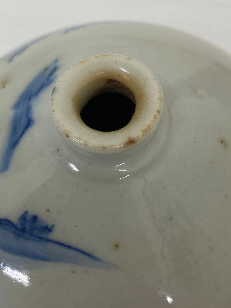 3-3250 骨董　油壺磁器　古平戸染付山水図油壺