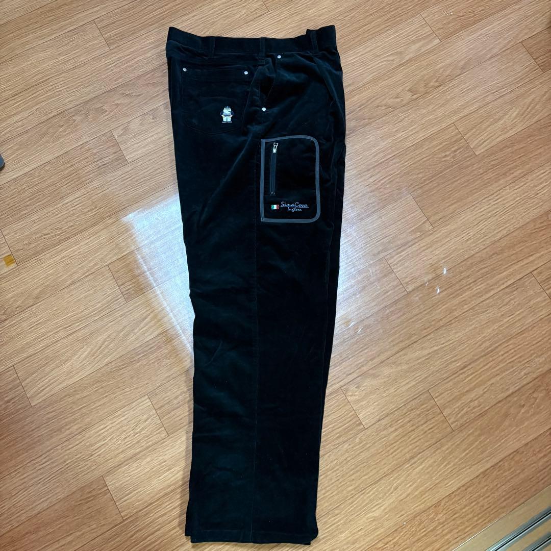 Y8 シナコバ SINA COVA コーデュロイパンツ 88 黒 刺繍ロゴ