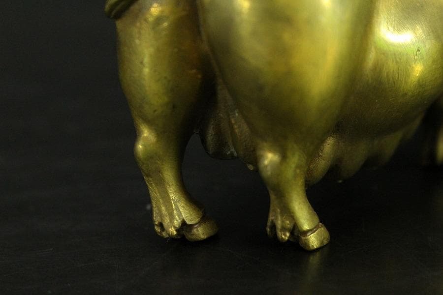 中国美術 銅 猪 一対 縁起物 7.8cmx3cm(LC537)