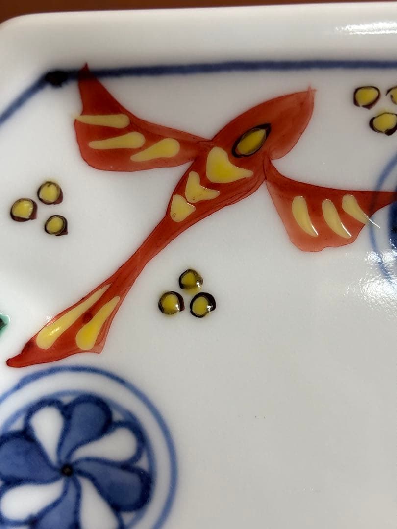 やまちゃん日本人初個展鬼才澤田痴陶人痴銘作色絵魚宗達草文八角皿　一品物