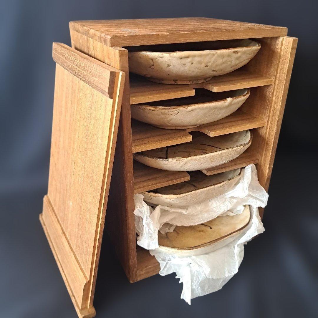 「渋さ 枯れ味 志野焼の魅力！」 志野皿(幅14cm)5客セット 箱付き 骨董ア