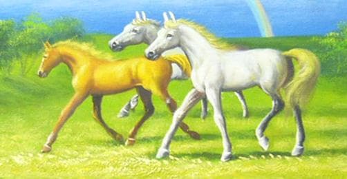 笠野大介 絵画 油絵 肉筆油絵 動物画 ３頭馬