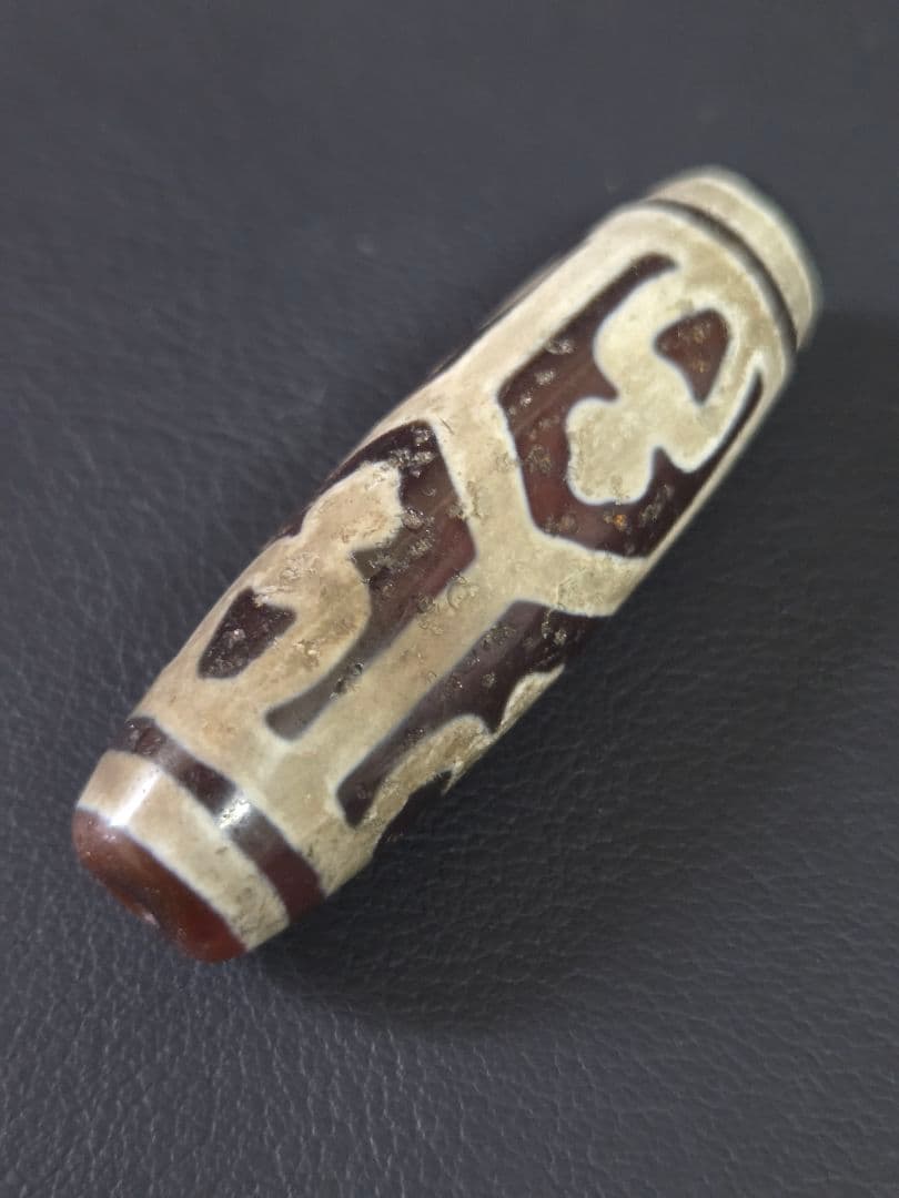 865　天珠　亀甲長壽蓮花宝瓶天珠　紅玉髄.貴重　珍品　dzibeads！