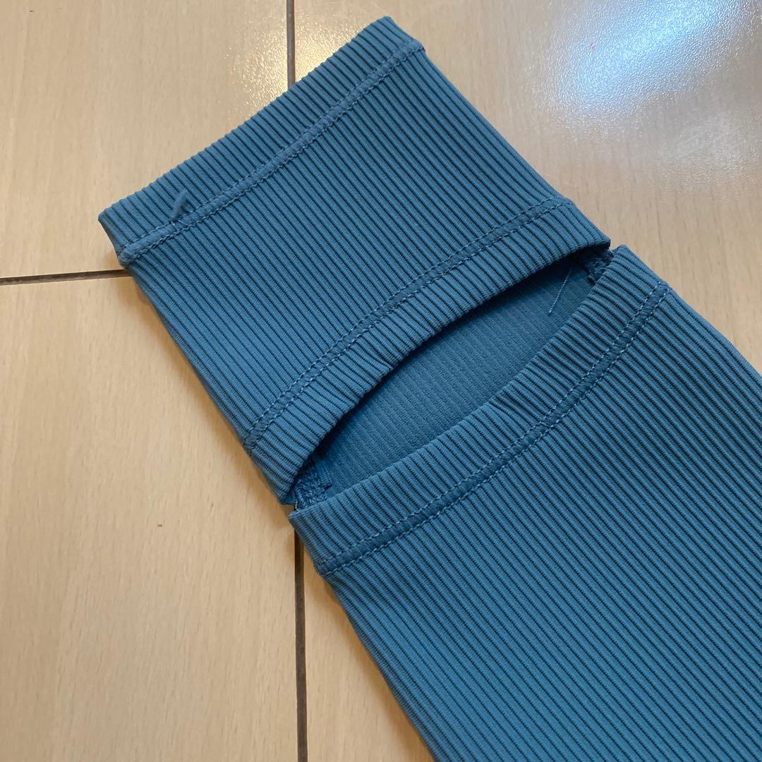 【新品】リブソリッドトレンカ　ヨガパンツ S ディープグリーン