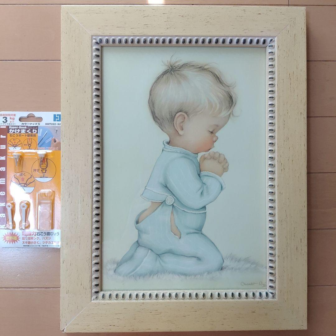 ♡子どもの可愛い絵画♡ 木製フレーム付き いのりパステルカラー