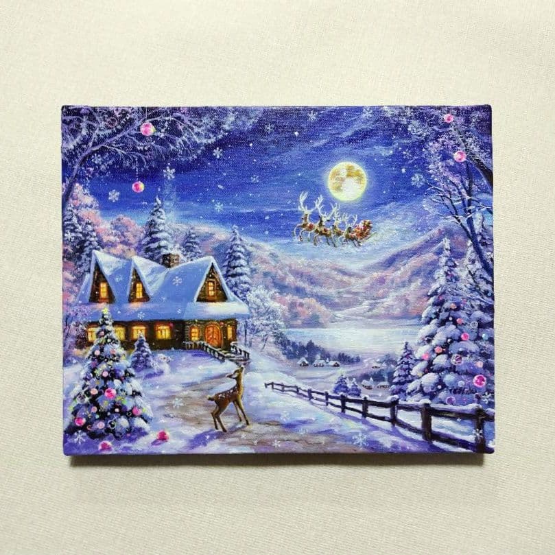 ぷ*あ様 【夜空を眺めて】アクリル画 F3 風景画 絵画