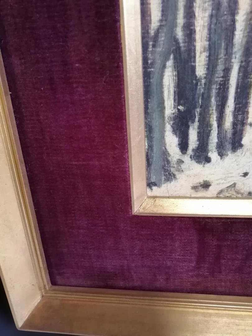 アルフレッド・シスレー「マルリー・ル・ロワの雪」油彩画プリント　額縁付き