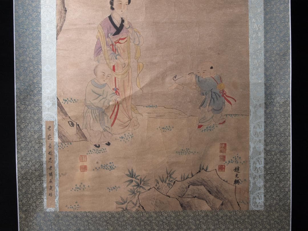 骨董市仕入れ品　中国明時代の掛軸 激安骨董品　肉筆保証　AK535A12-1