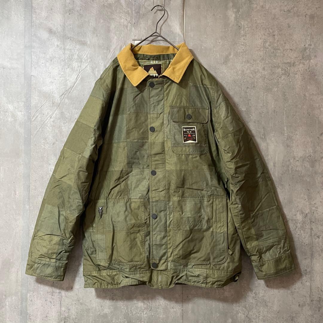 Burtonバートンスキーウェアスノーボードジャケット緑グリーンカーキチェック柄