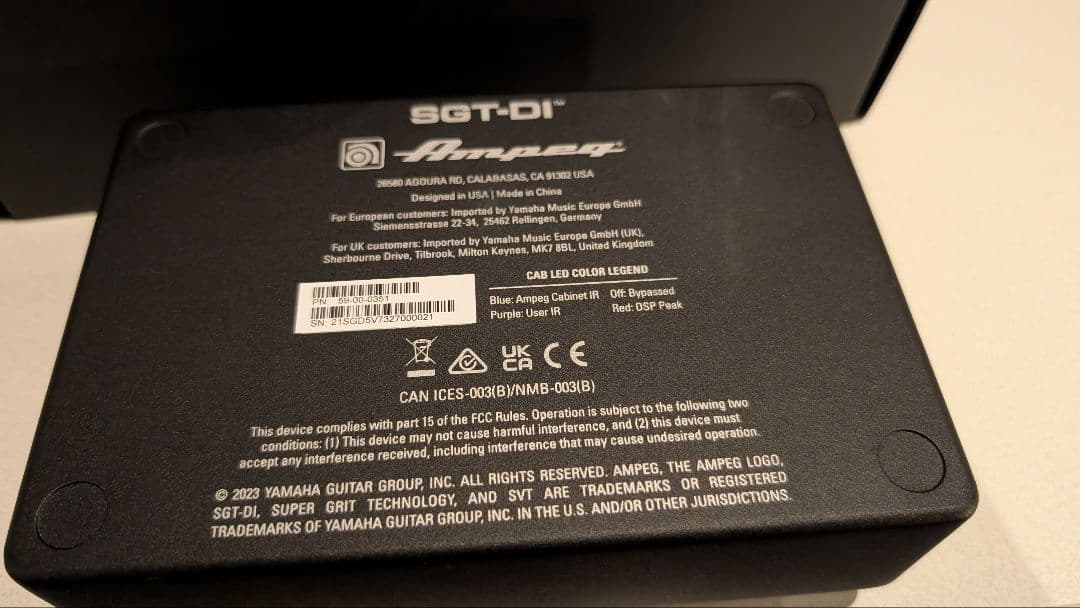 Ampeg SGT-DI ベースプリアンプ エフェクター