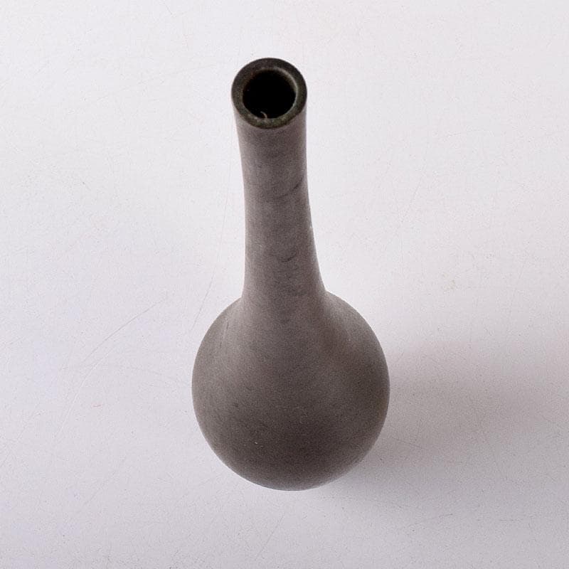 平安　秦蔵六造　古銅　鶴首花入　花瓶　M　R7907