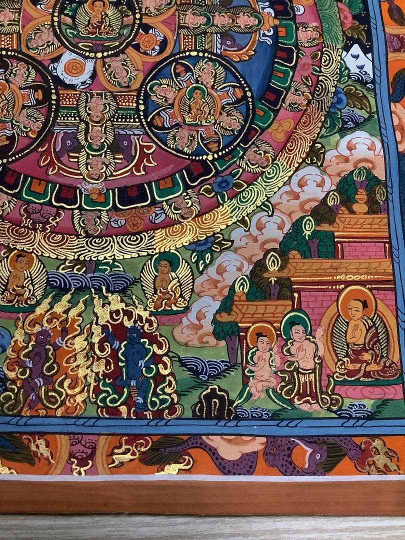 《 チベット密教　新品　1点物 》 手描き　曼荼羅　仏陀　釈迦　仏画　仏教　e3
