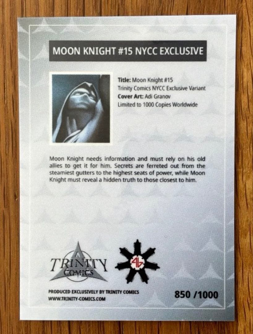 Moon Knight 15 サイン入りAdi Granov表紙 アメコミリーフ