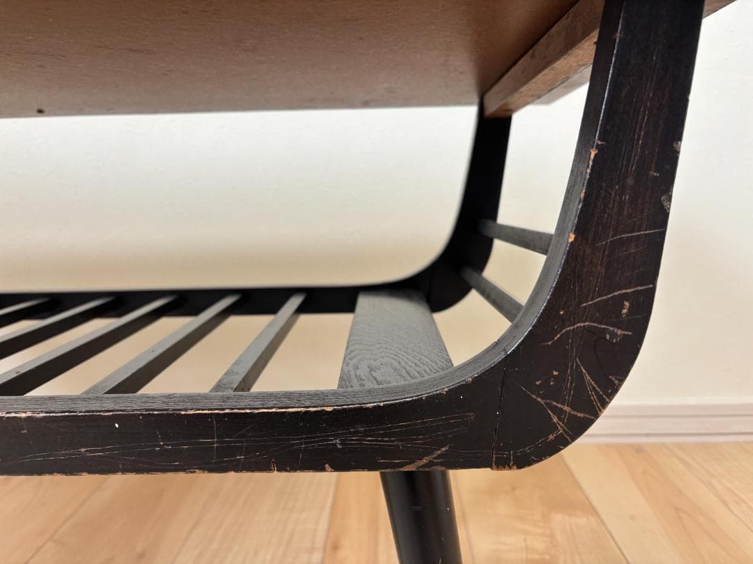 昭和レトロ ミッドセンチュリ　テーブル センターテーブル　木製 棚付き 希少