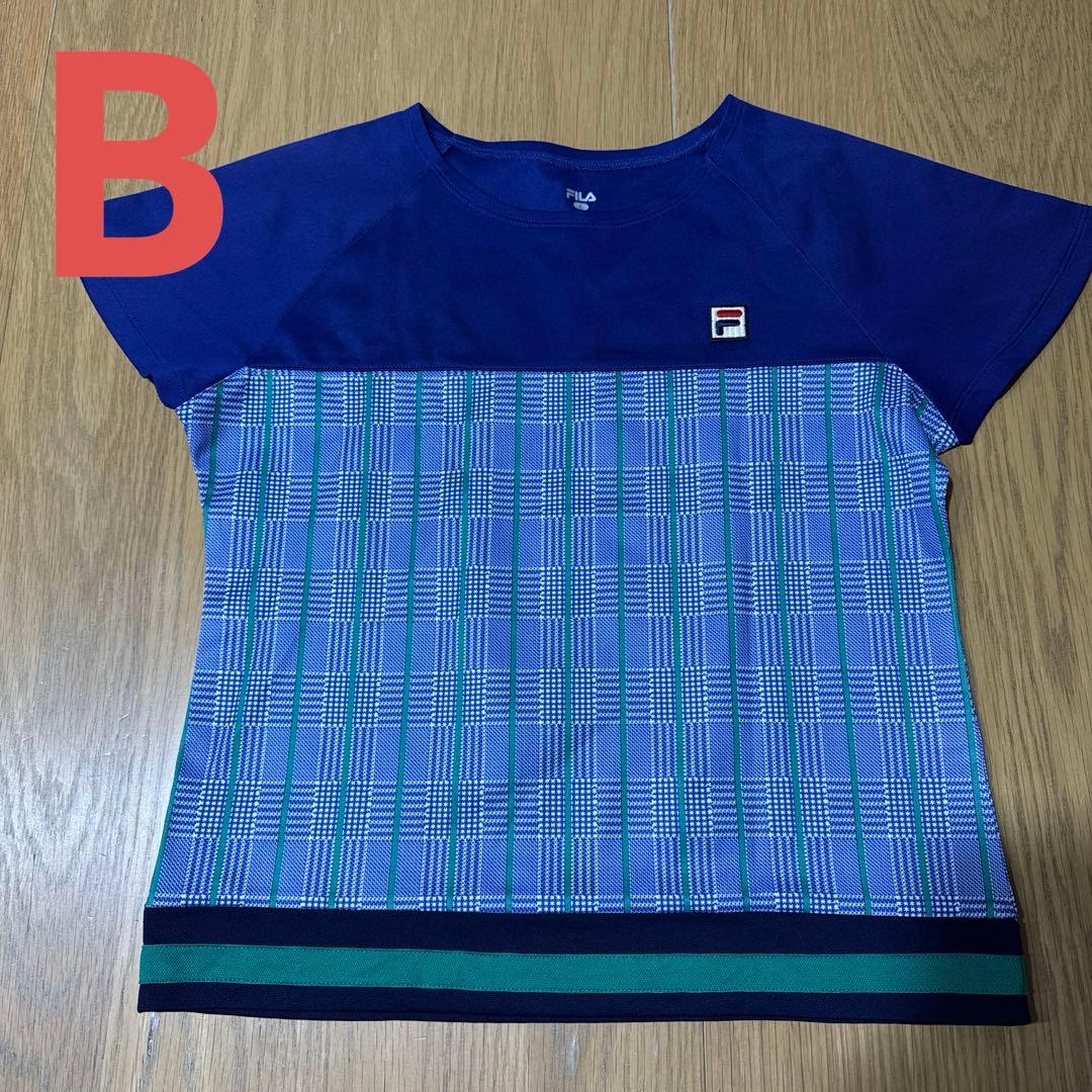 FILA テニスウェア3点セット 青緑チェック　Lサイズ