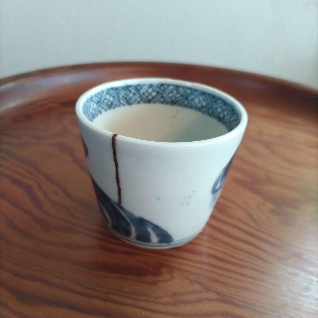 兎図 そば猪口 江戸期 波兎 古伊万里 染付
