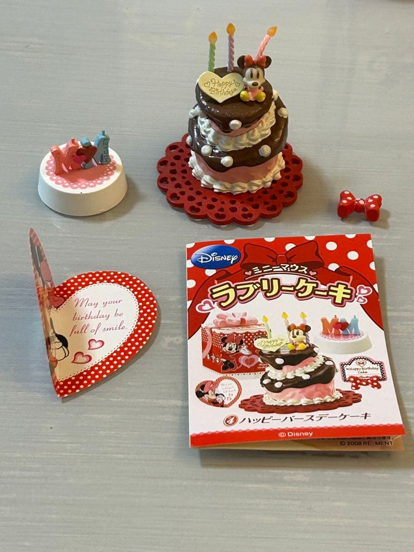 ミニーマウス　ラブリーケーキ　7種　ショーケース　レジ　テーブルセット