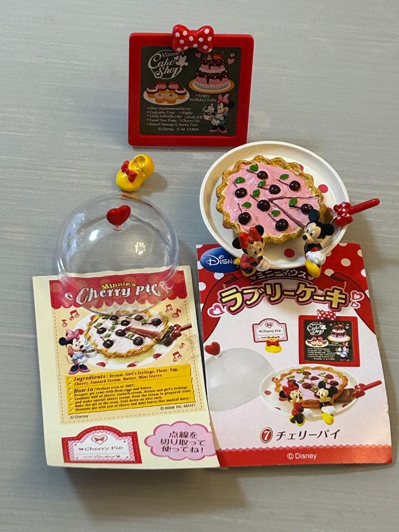 ミニーマウス　ラブリーケーキ　7種　ショーケース　レジ　テーブルセット