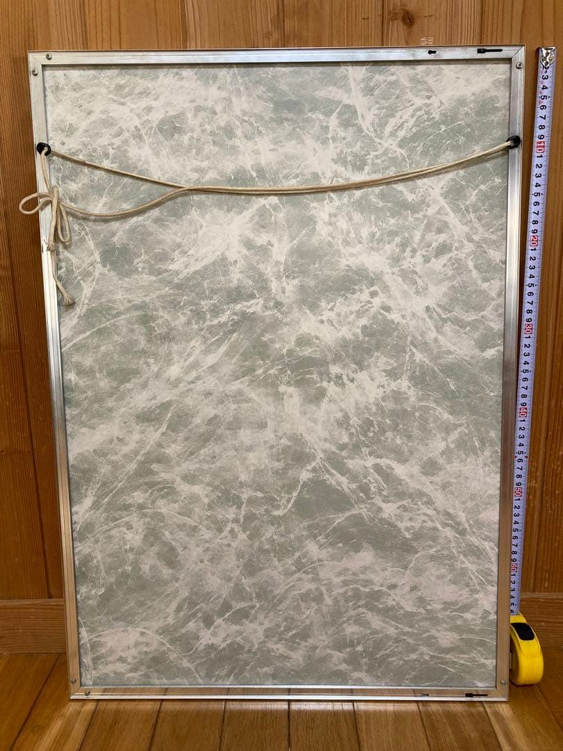 千P③花ガーデン階段口ジグソーパズル　アルミ額50×74㎝完成　油絵作名　極美品