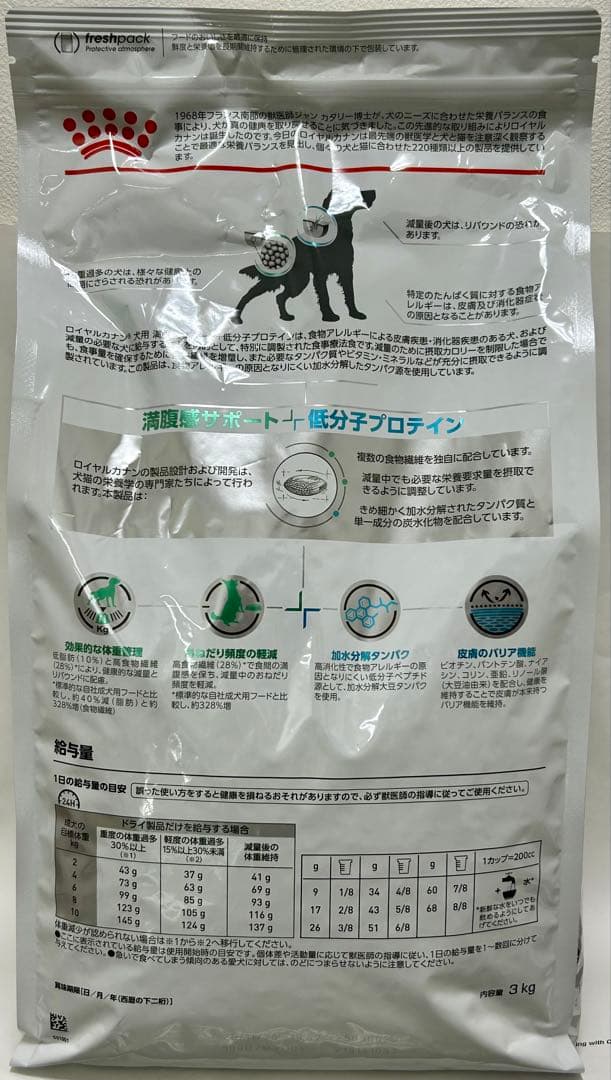 ロイヤルカナン 犬用 満腹感サポート+低分子プロテイン 3kg 1袋