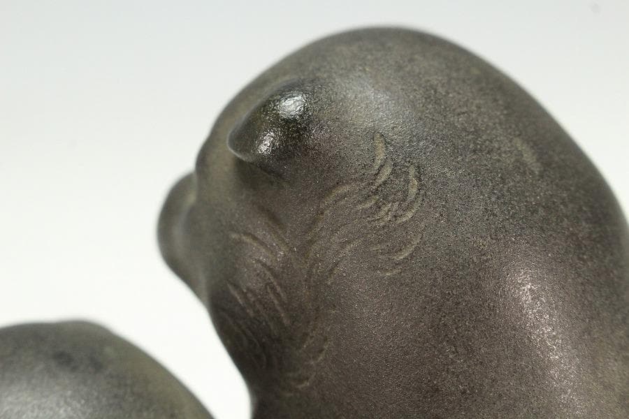 金工師 徳光造 遊三犬 置物(K-XA873)