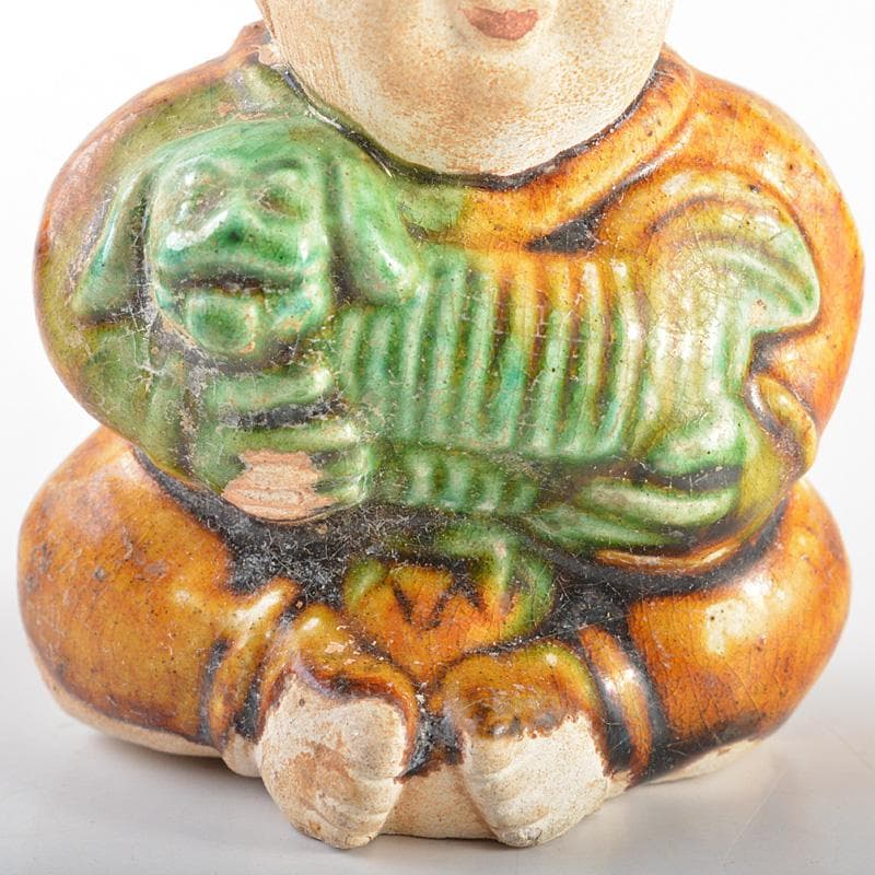 中国　唐三彩　陶人形　人物像　置物　時代箱　C　R7547