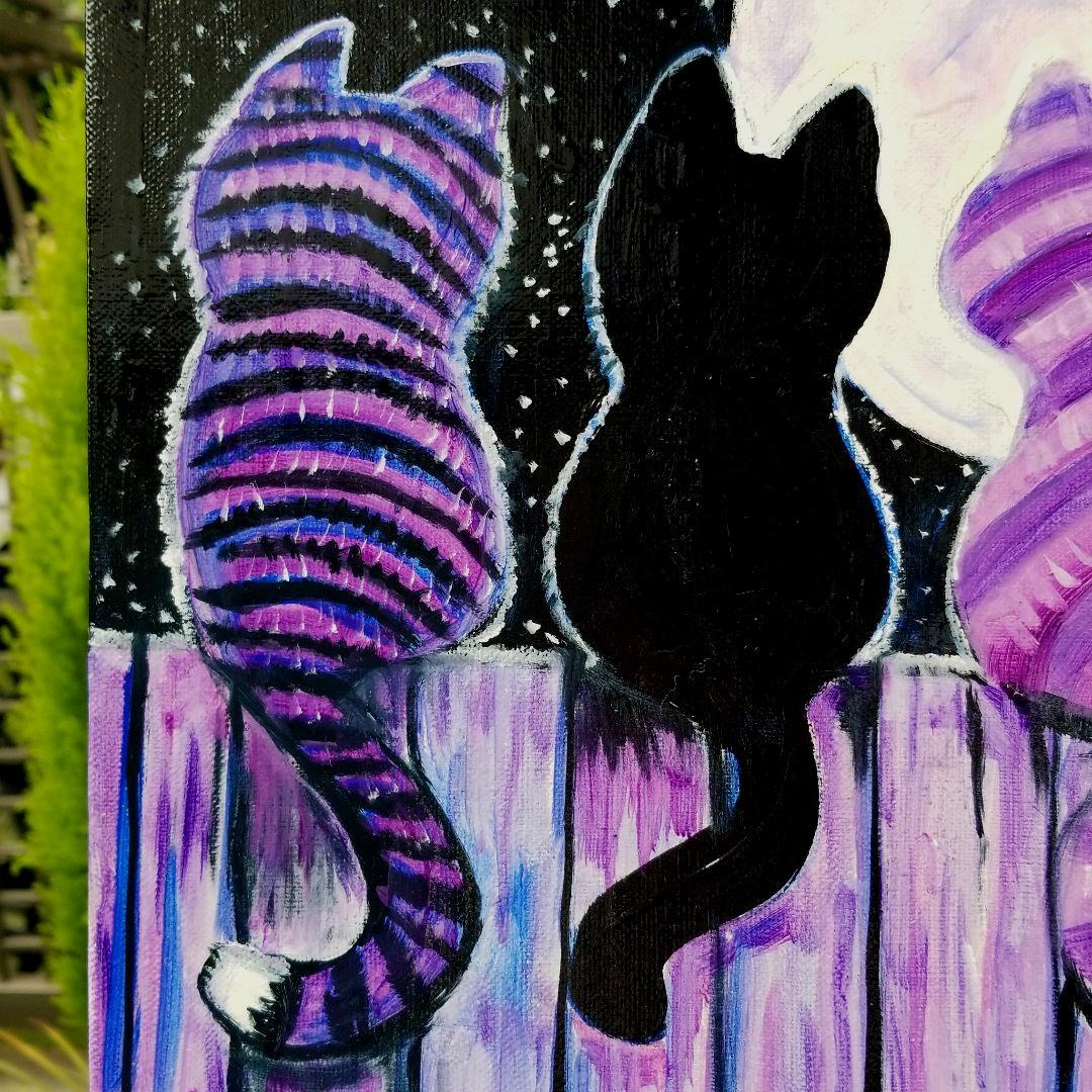 油絵　専用　五つ子の猫のお月見