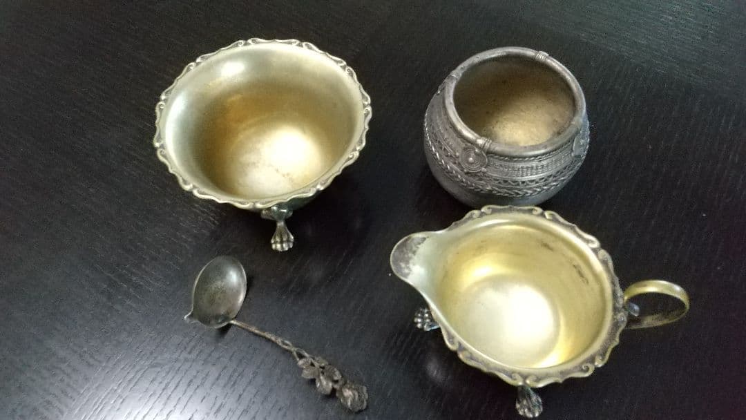 アンティーク　シュガーポット　スプーン ミルクジャグ　マドラー立て…