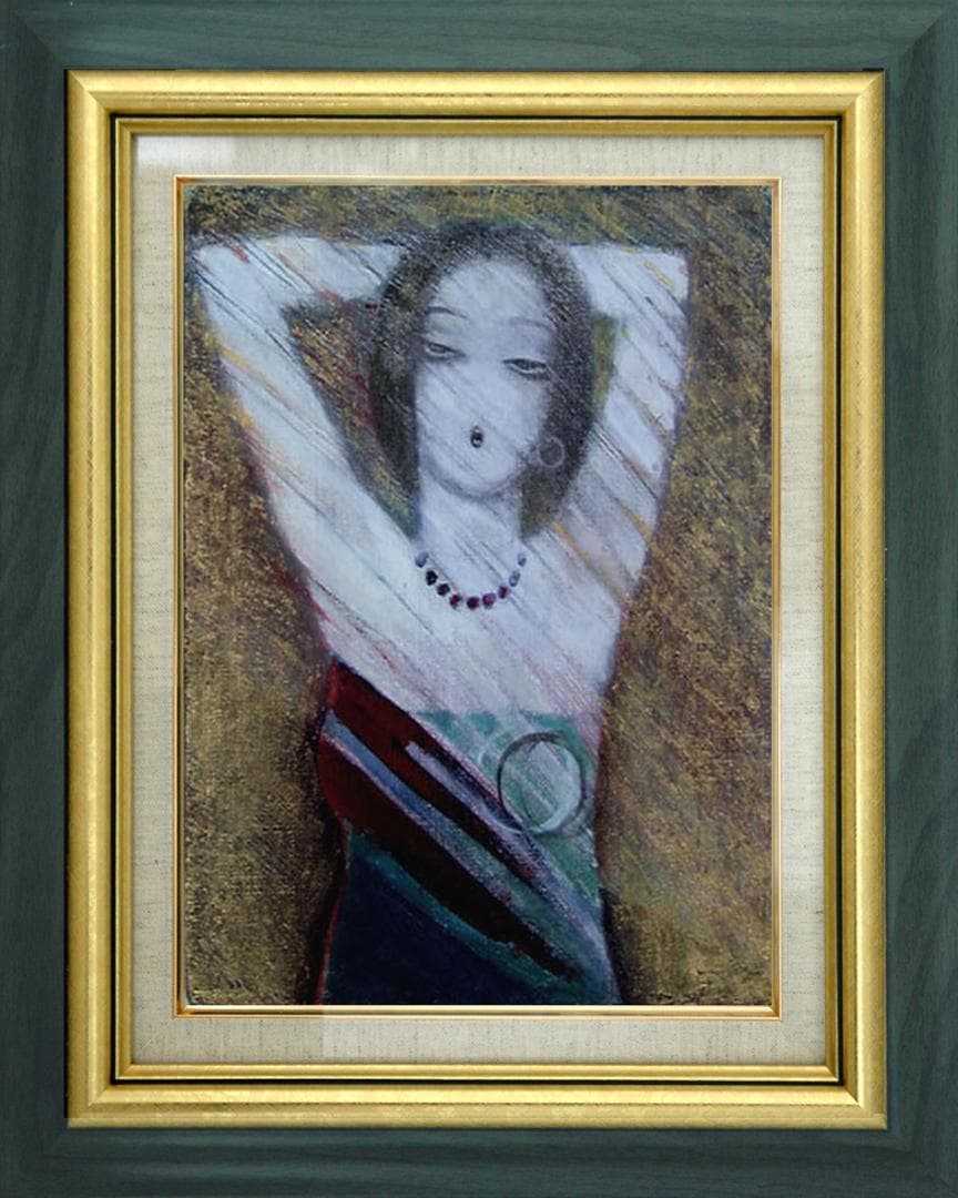 油絵 菅家令子 絵 絵画 インテリア 額付(白) F3-32023 女性像