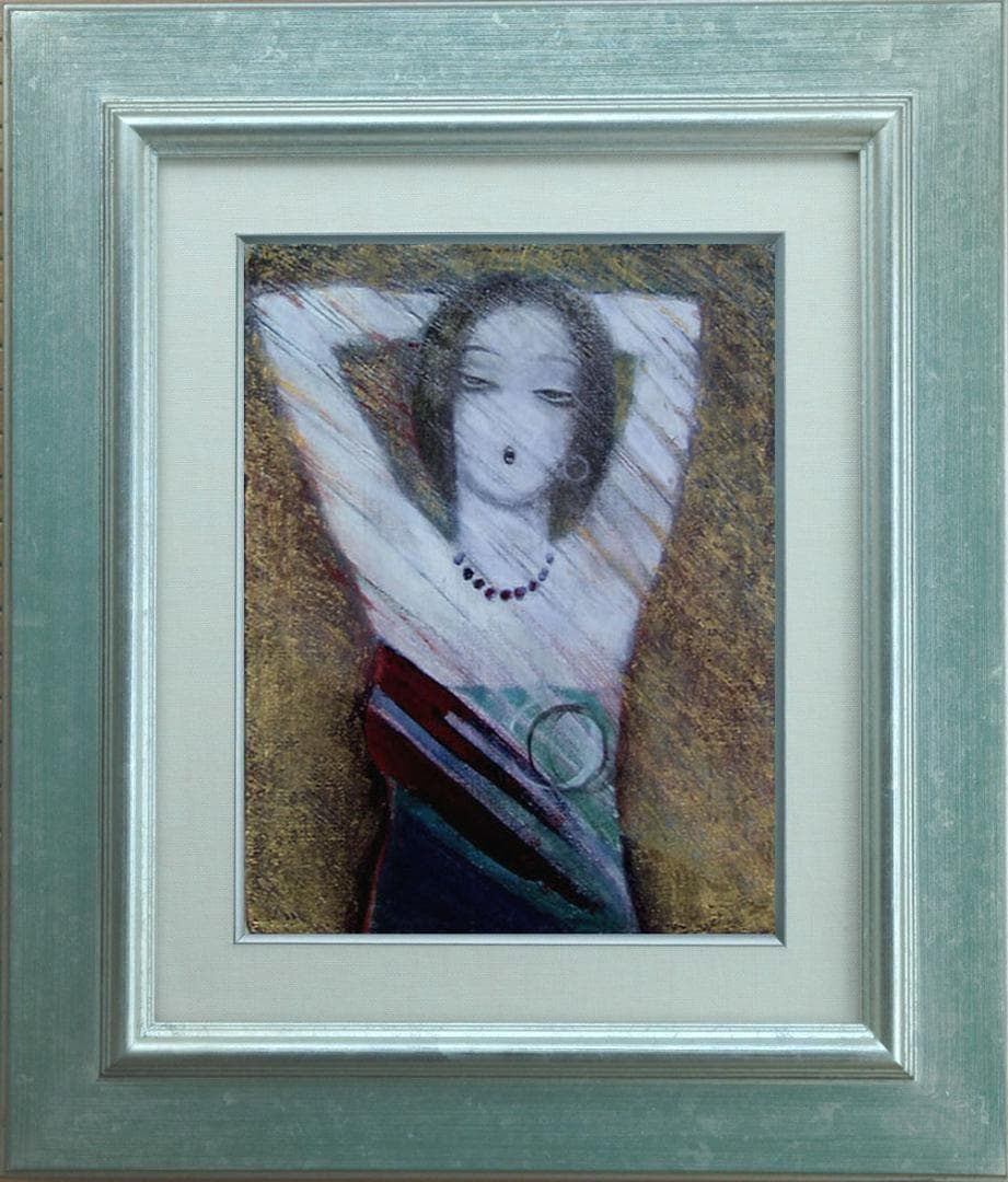 油絵 菅家令子 絵 絵画 インテリア 額付(白) F3-32023 女性像
