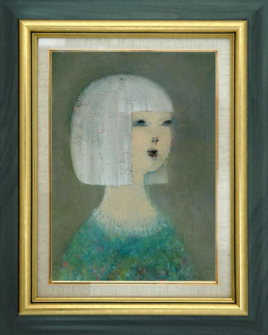 油絵 絵 絵画 インテリア 額付(黒) F4-071112 人物 女性像