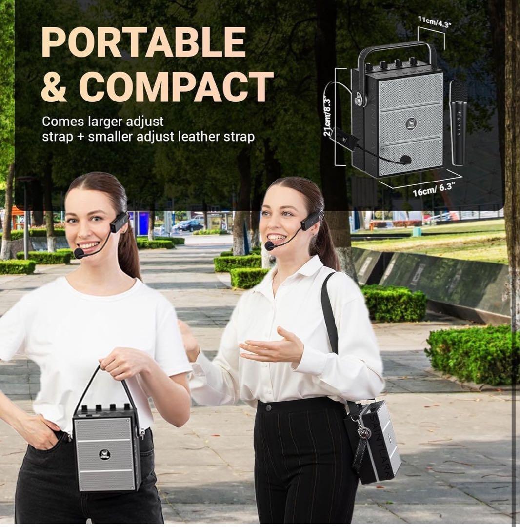 60W ハンドヘルドマイク ポータブル拡声器 PAシステム 音楽再生 エコー録音