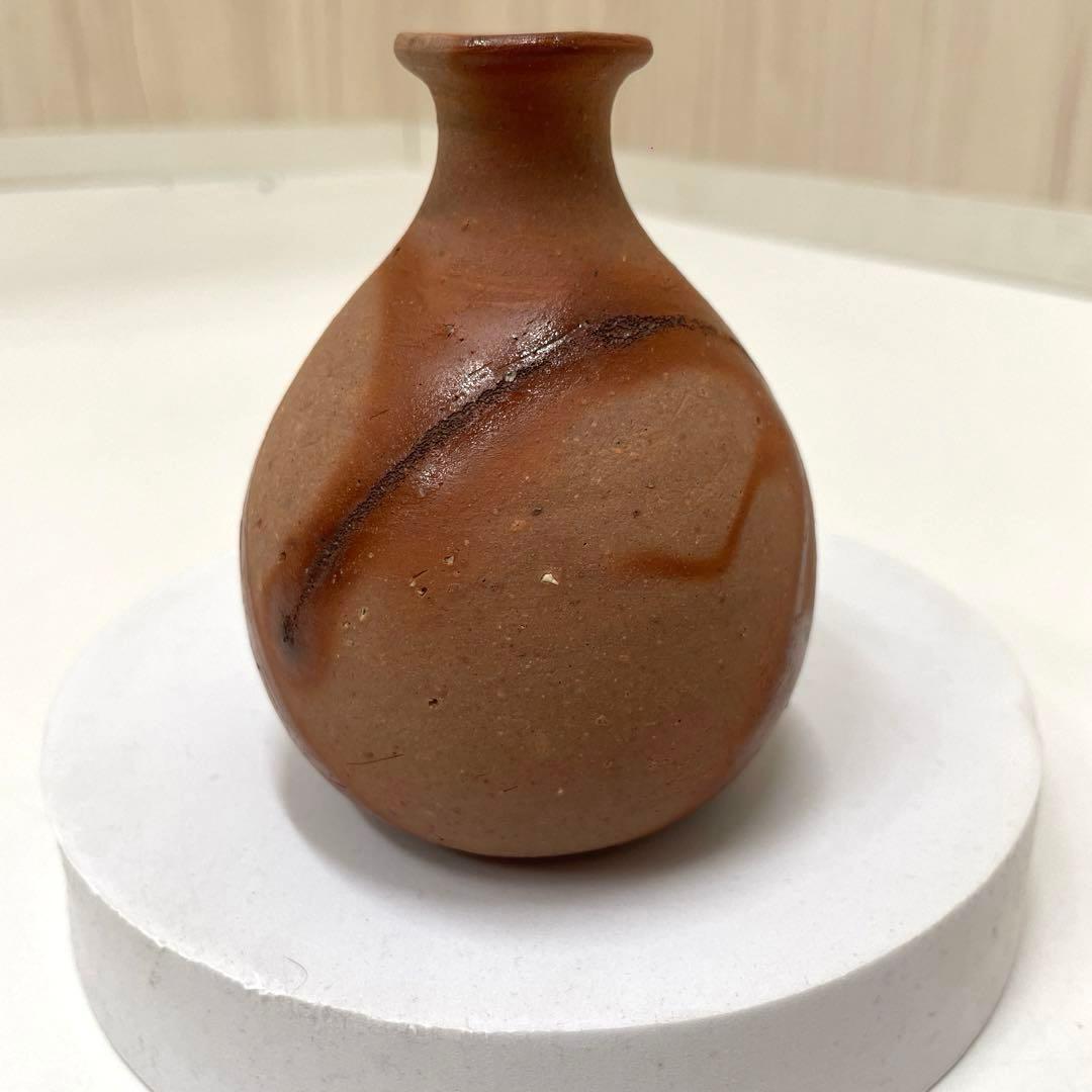 #XG251 陶芸家・酒器・備前焼・伊勢崎紳・緋襷・徳利・共箱・栞付