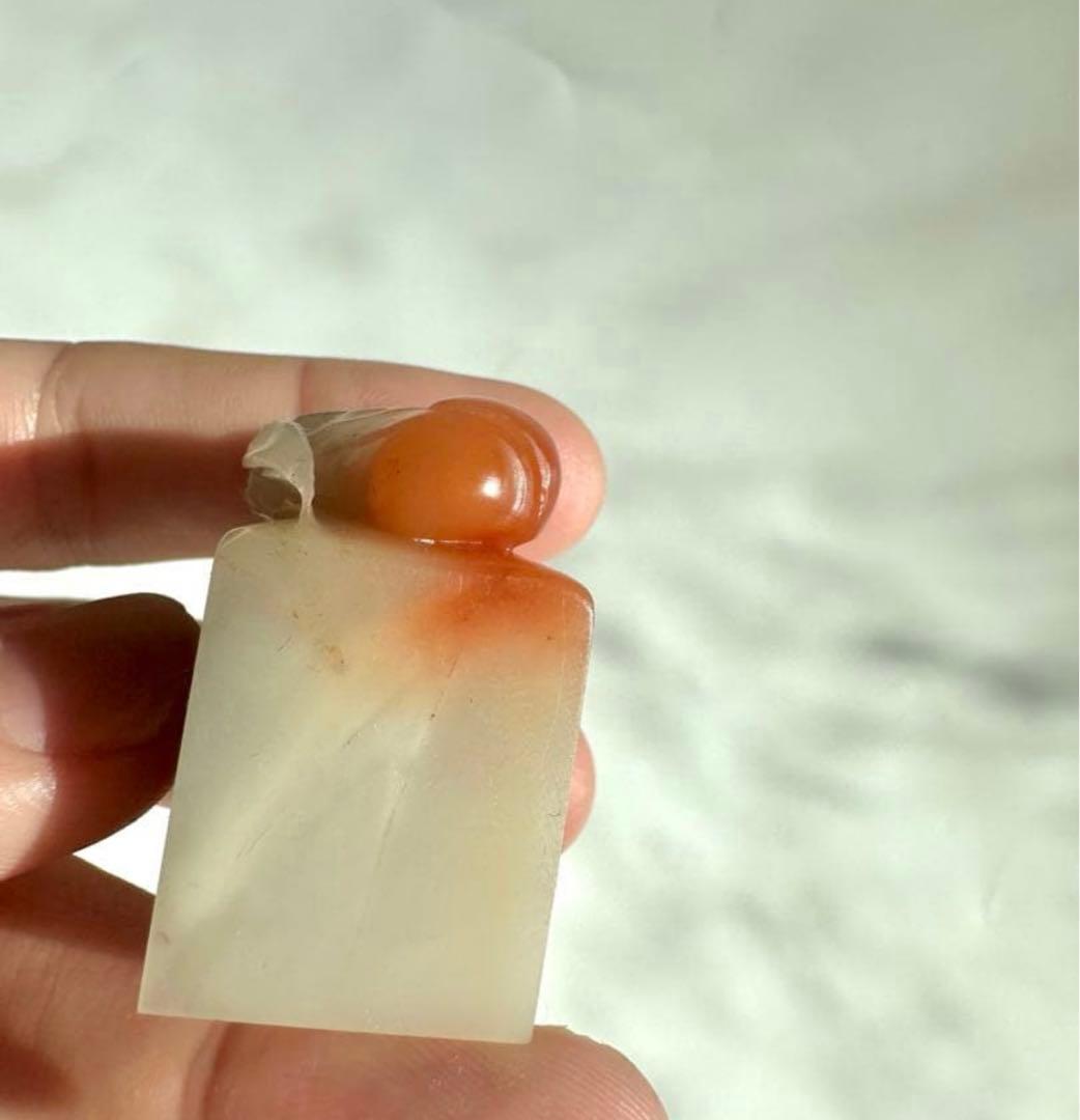 【桃】 もも　美品　高級印材　篆刻　印石　ラオス　印石　水凍