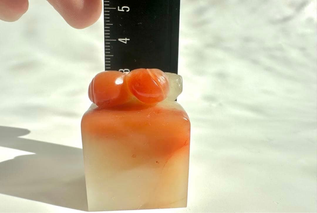 【桃】 もも　美品　高級印材　篆刻　印石　ラオス　印石　水凍