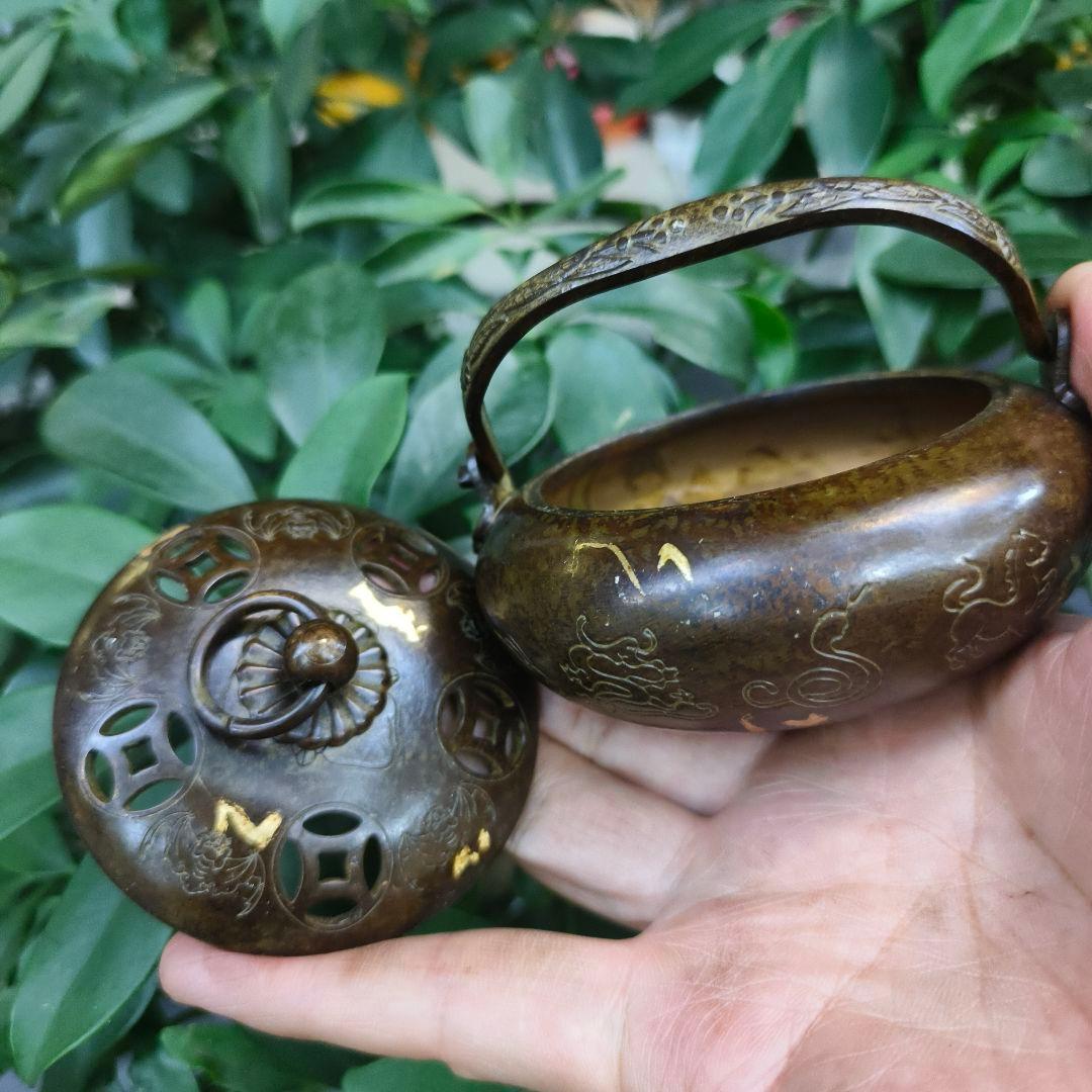 銅器 浄化空気香炉 暖手炉 禅意 香道 茶道 盤香炉 工芸品 置物