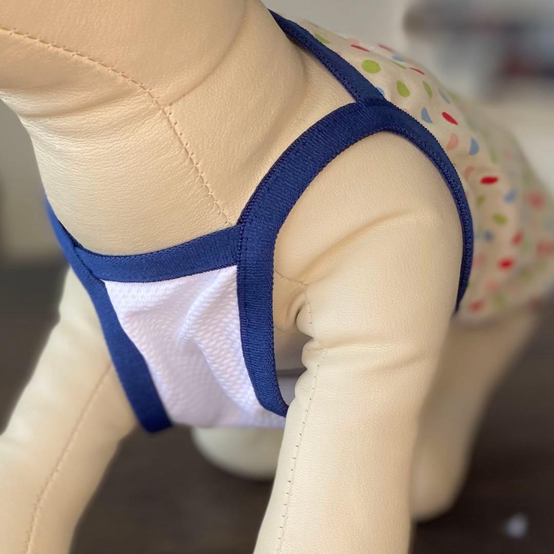 犬服　ハンドメイド　濡らしてひんやり♪カラフルドットのワンピース&タンクトップ