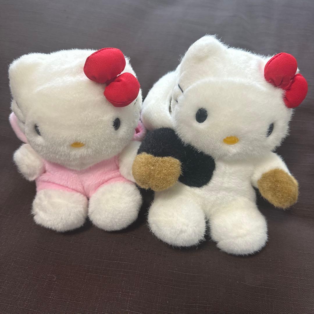 【希少】変身キティちゃん！うさぎ&牛ぬいぐるみ2点セット　被り物　着ぐるみキティ