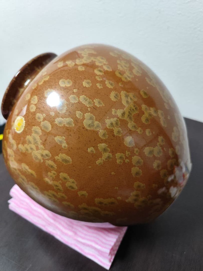 華道道具　花入　黄結晶　花瓶　泉窯　蔵山