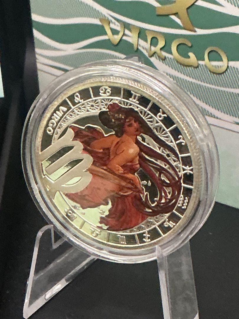 ミュシャ × 黄道十二宮 ― 乙女座、Virgo　銀メッキ付き白銅貨