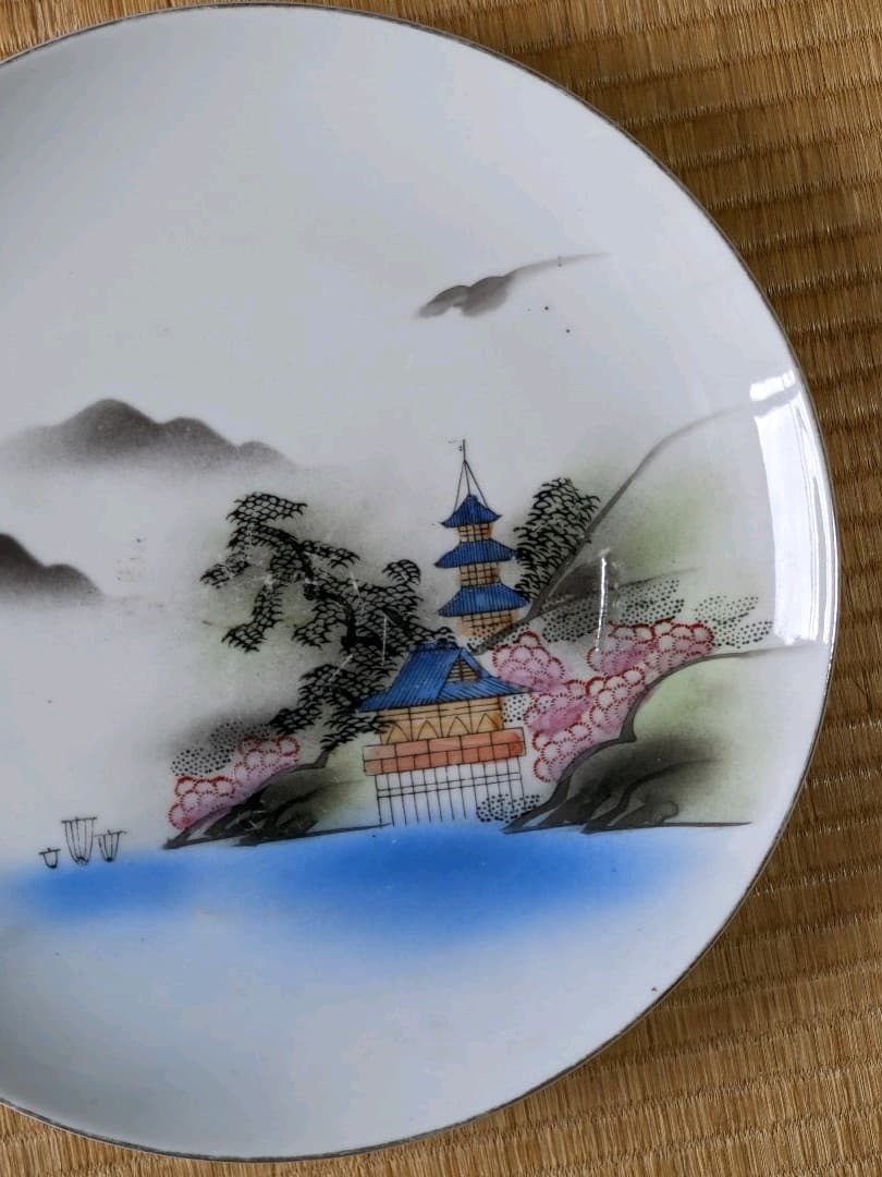 ♦ 希少！輸出用 明治九谷 楼閣山水図 飾り皿 コレクション 骨董品アンティーク