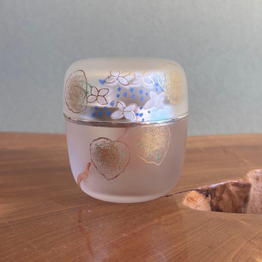 義山 硝子 棗 水崎長寿 紫陽花 共箱 茶道具