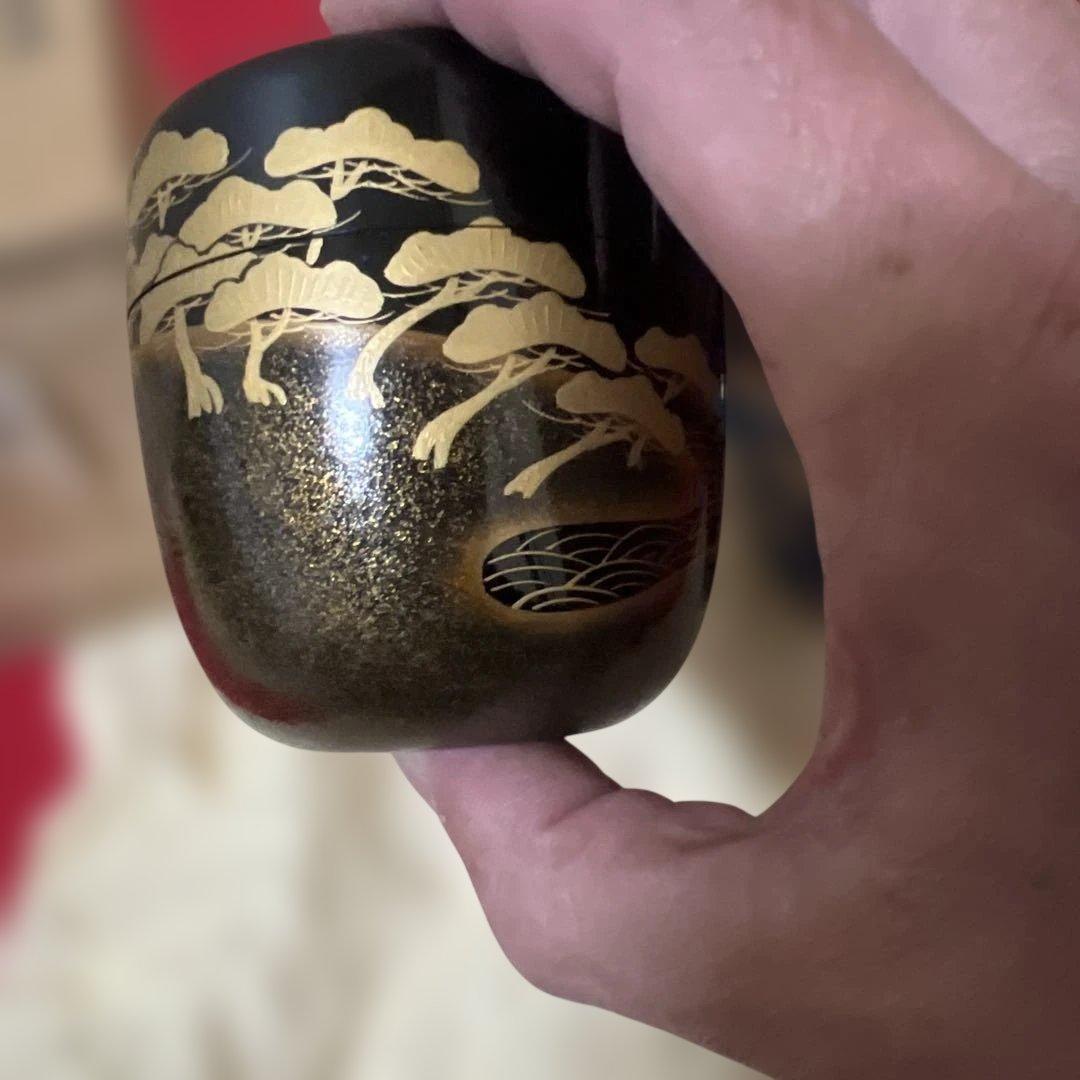 塗師　岡本陽斎　浜松蒔絵　黒中棗　供箱　仕覆