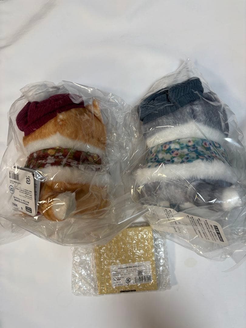 3セットmofusand×日比谷花壇 ぬいぐるみ ケープにゃんレッドブルー、豆皿