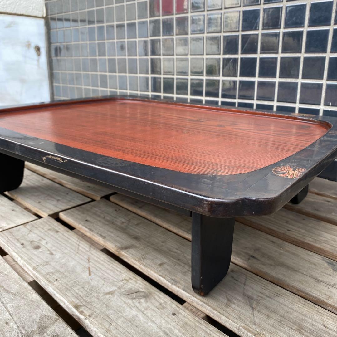 時代物 蒔絵 漆塗り 四つ脚会席膳 骨董品 テーブル 大正 アンティーク家具