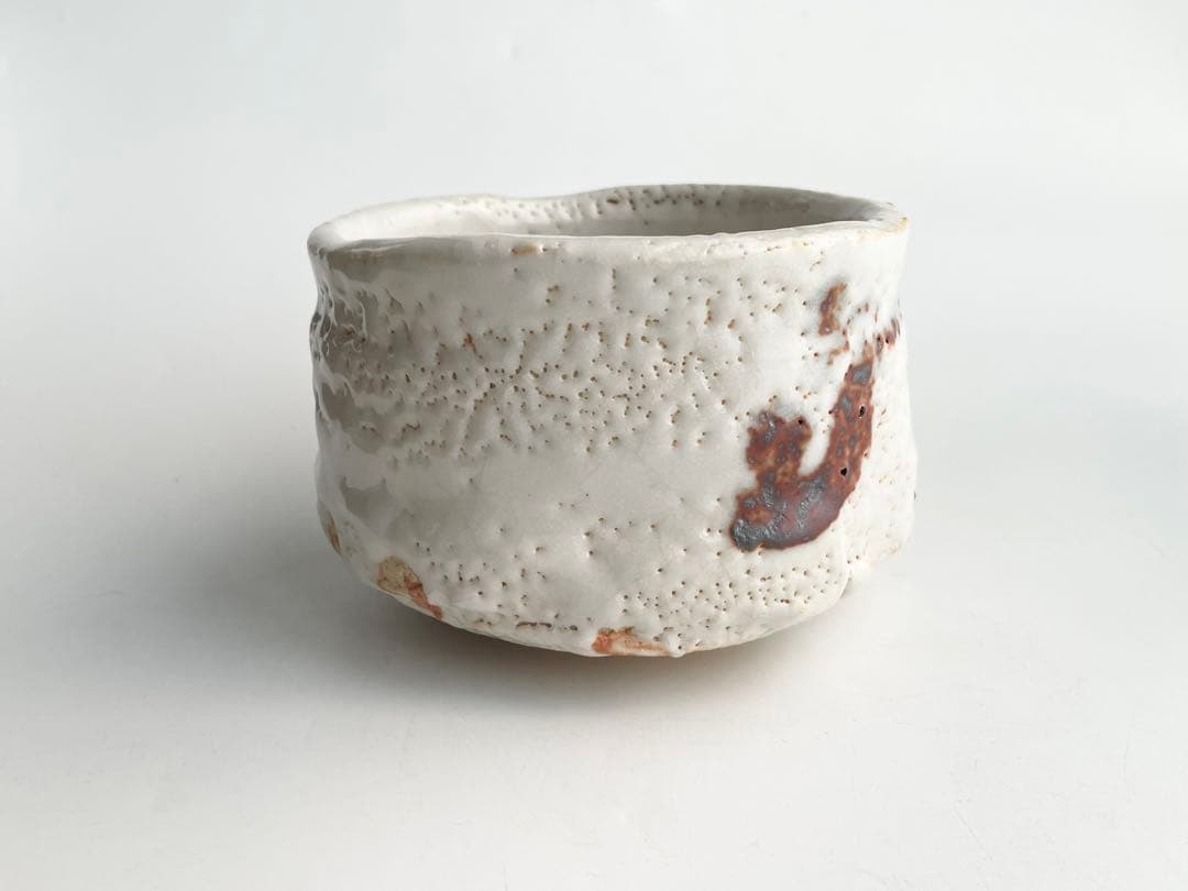 陶芸家　若尾利貞　志野　茶碗　志埜茶盌　志野焼　美濃焼　共箱　茶道具
